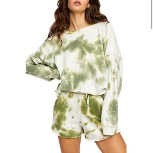Free People Tie Dye Kelly Washed Sweatshirt and Shorts Set